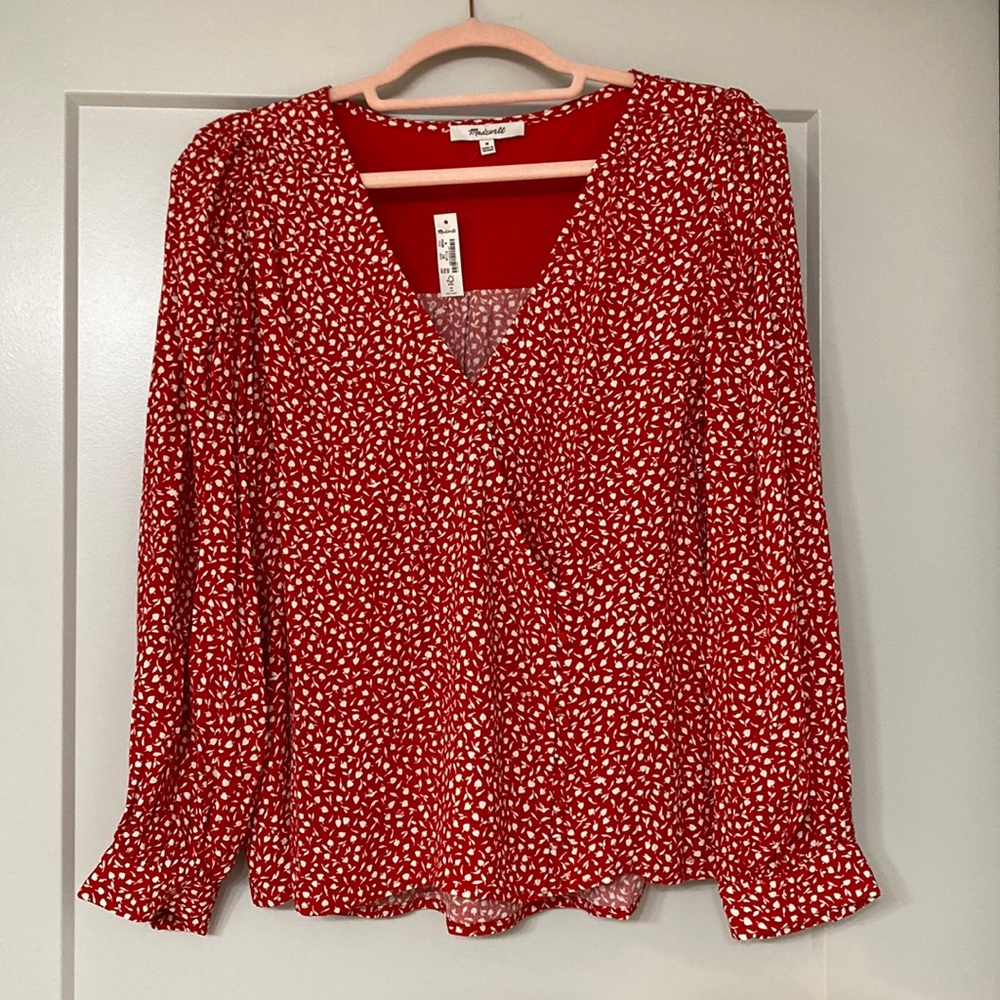 NWT Madewell kinston side button floral wrap blouse top